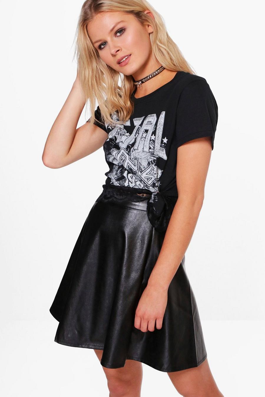 Faye Faux Leather Skater Skirt image number 1