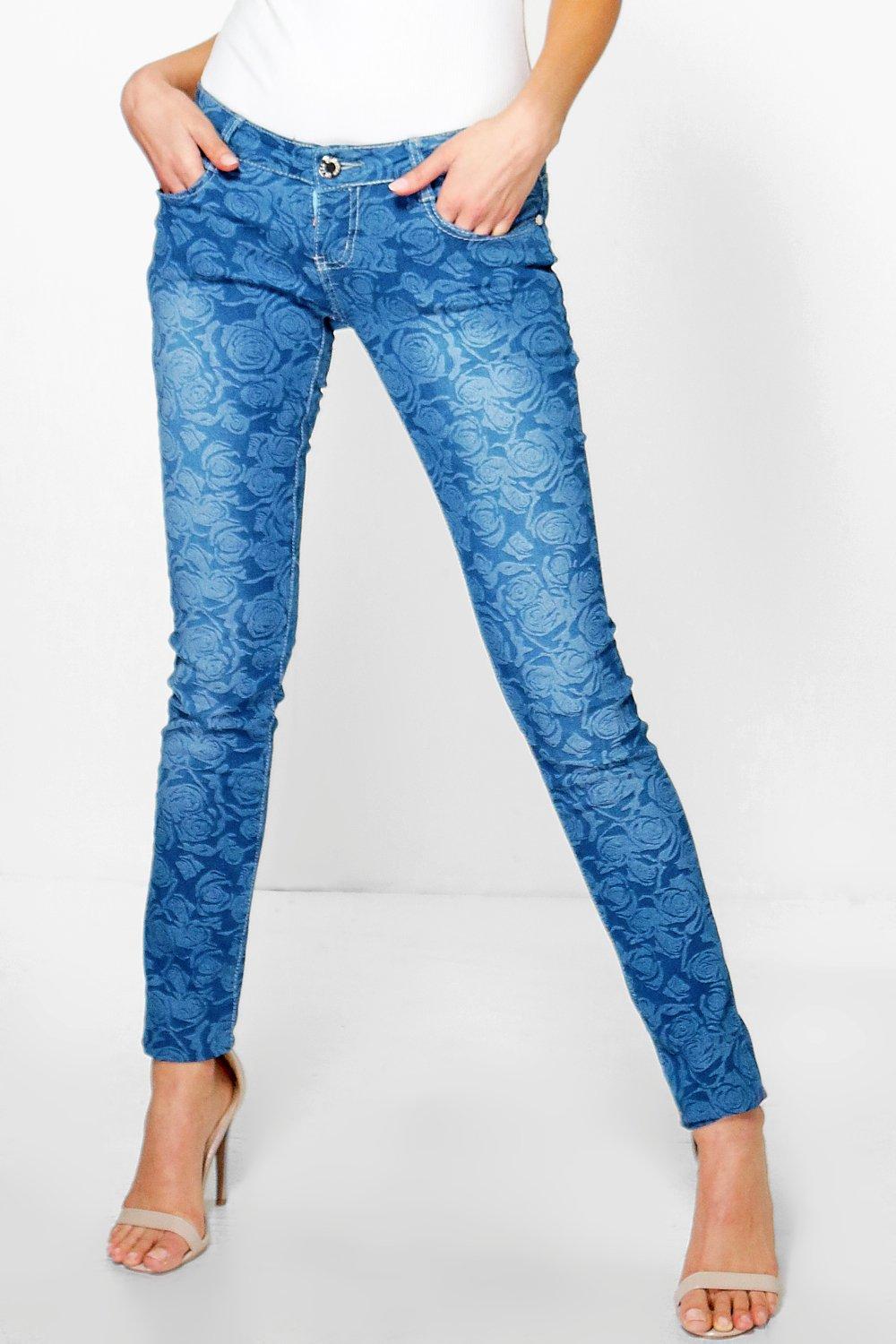 rose print jeans