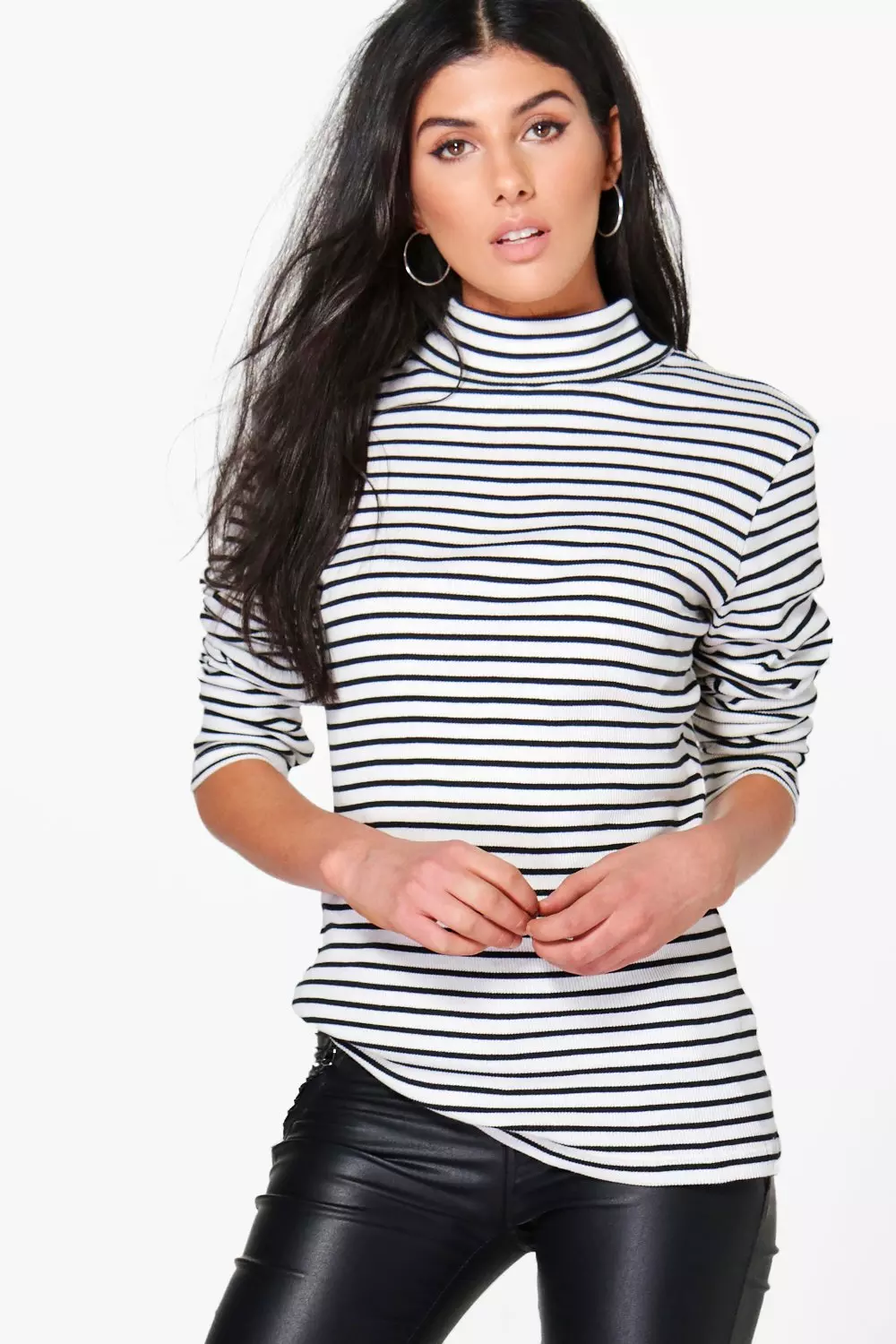 Cream Ivy Stripe Roll Neck Top alternative image
