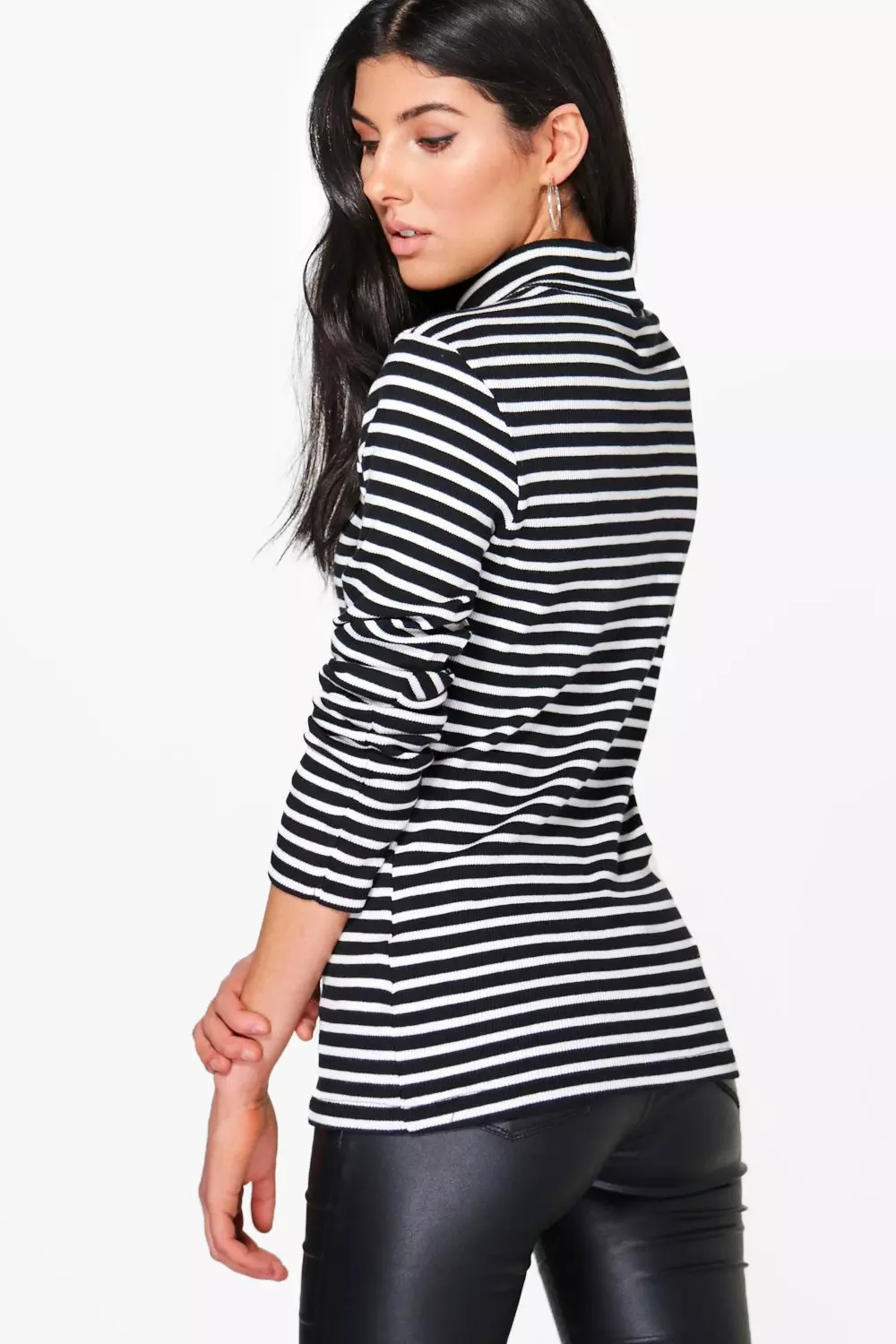 Cream Ivy Stripe Roll Neck Top alternative image