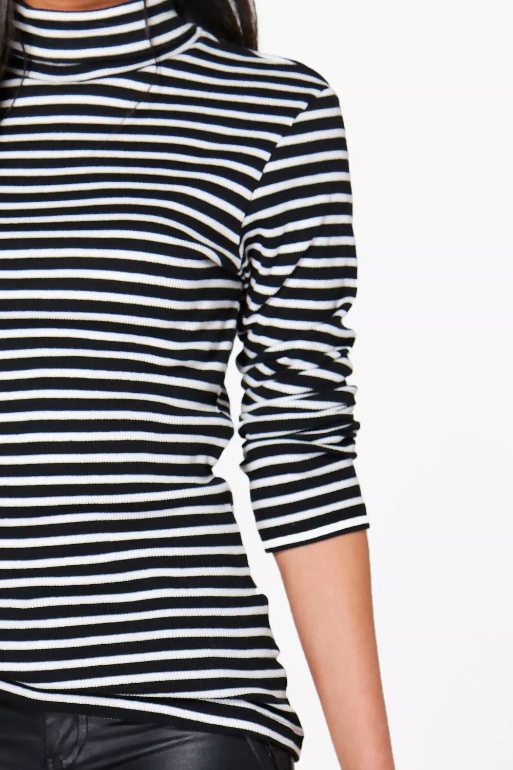 Cream Ivy Stripe Roll Neck Top alternative image