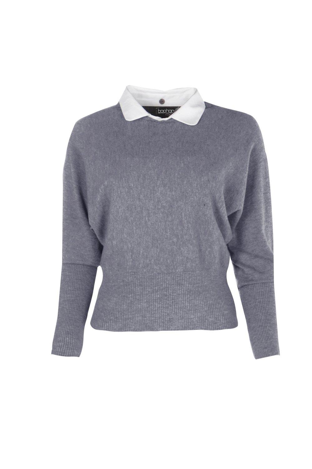 Leah Shirt Collar Knitted Jumper boohoo