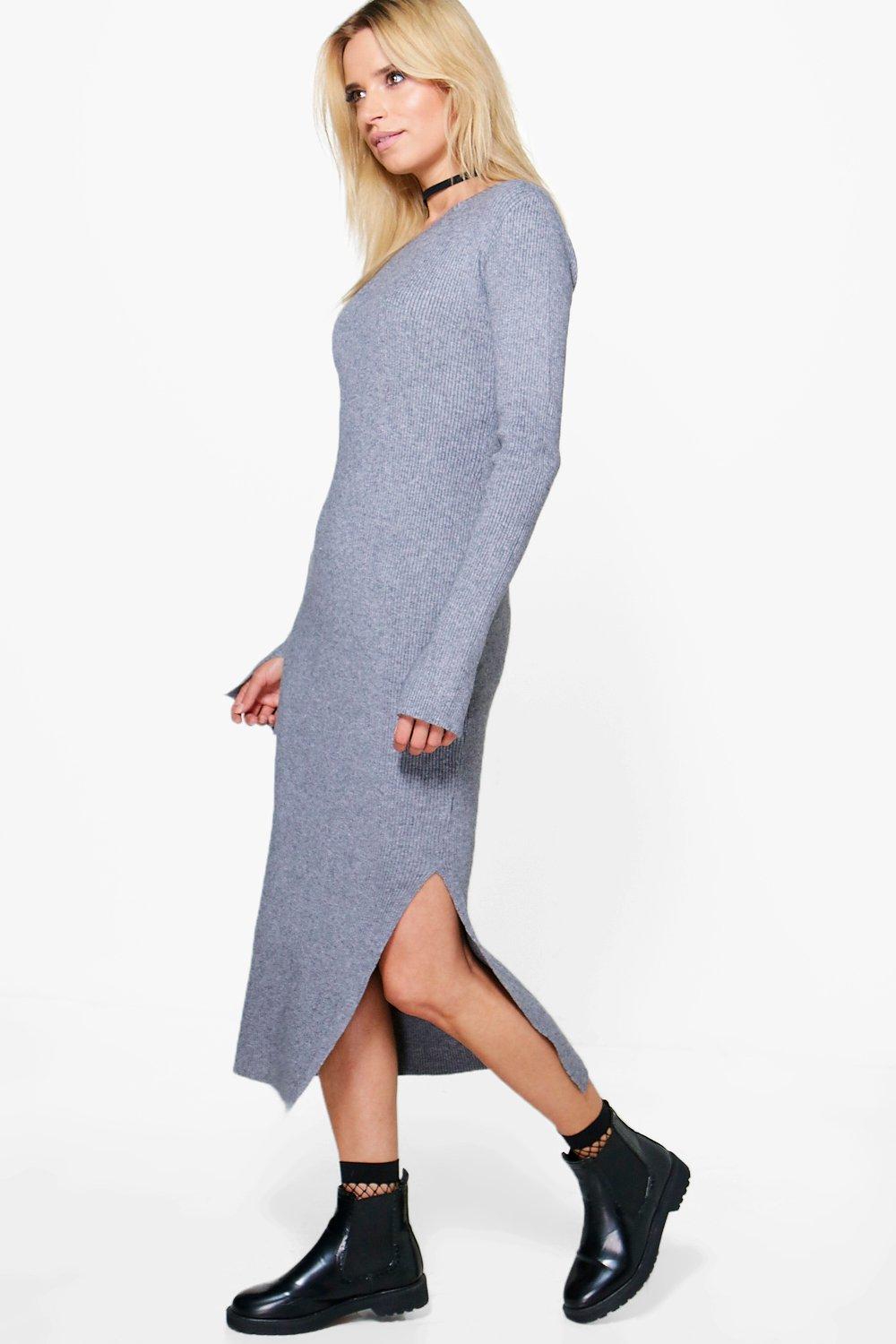 Beth Rib Side Split Jumper Dress