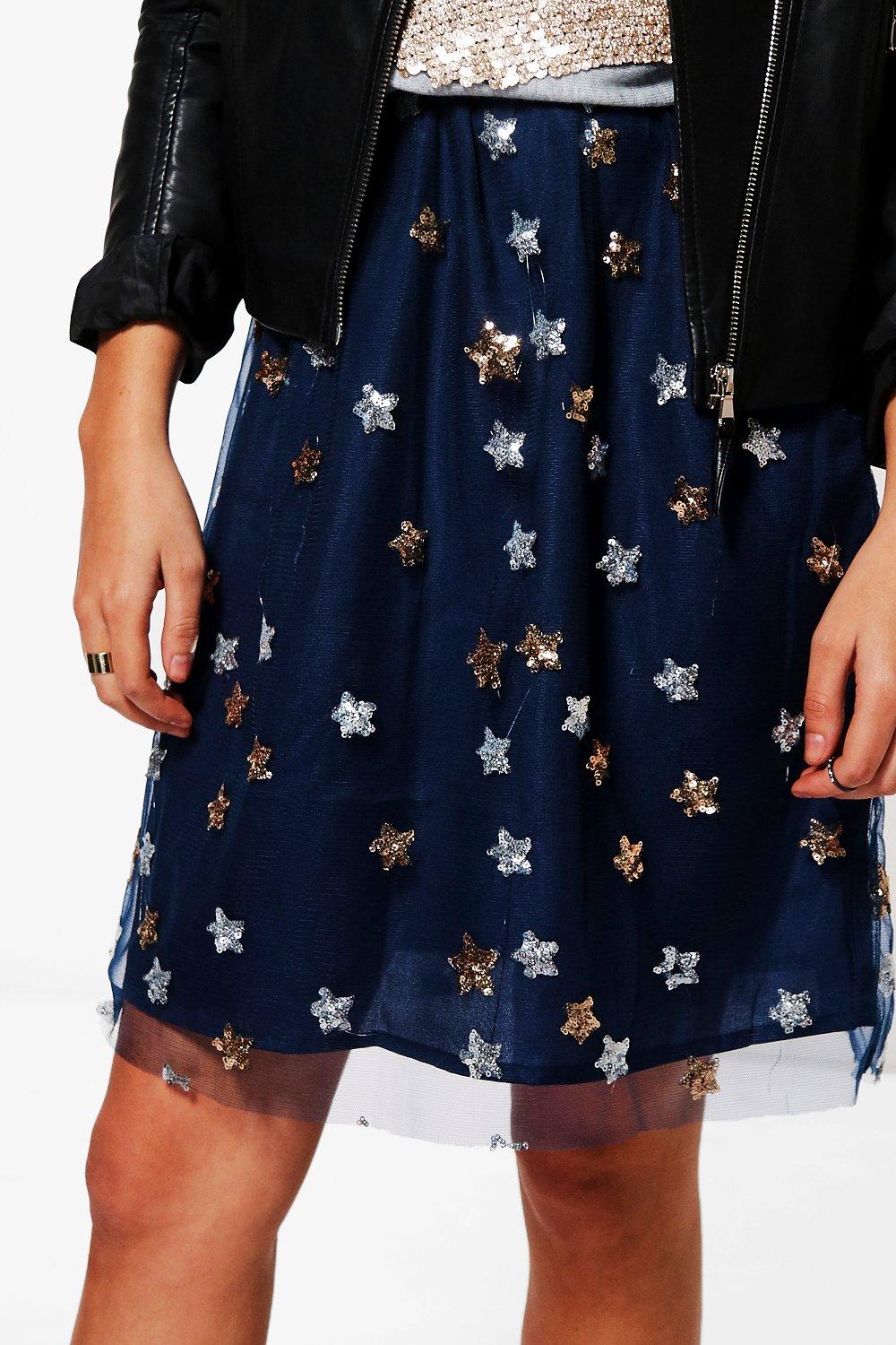 Savannah Embellished Sequin Star Skirt boohoo