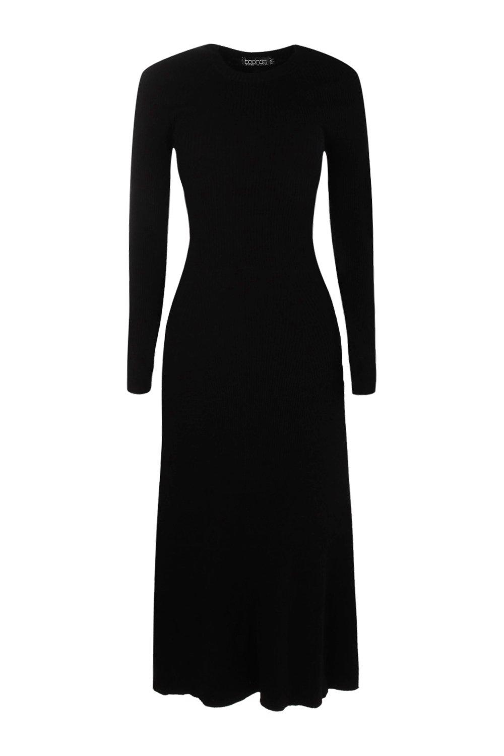 black maxi knit dress