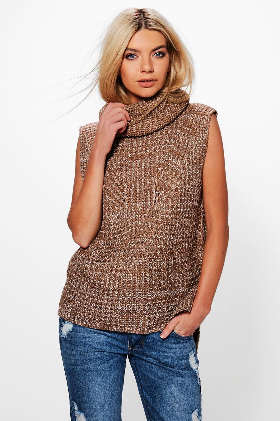 Natural Lexi Sleeveless Roll Neck Jumper image number 1