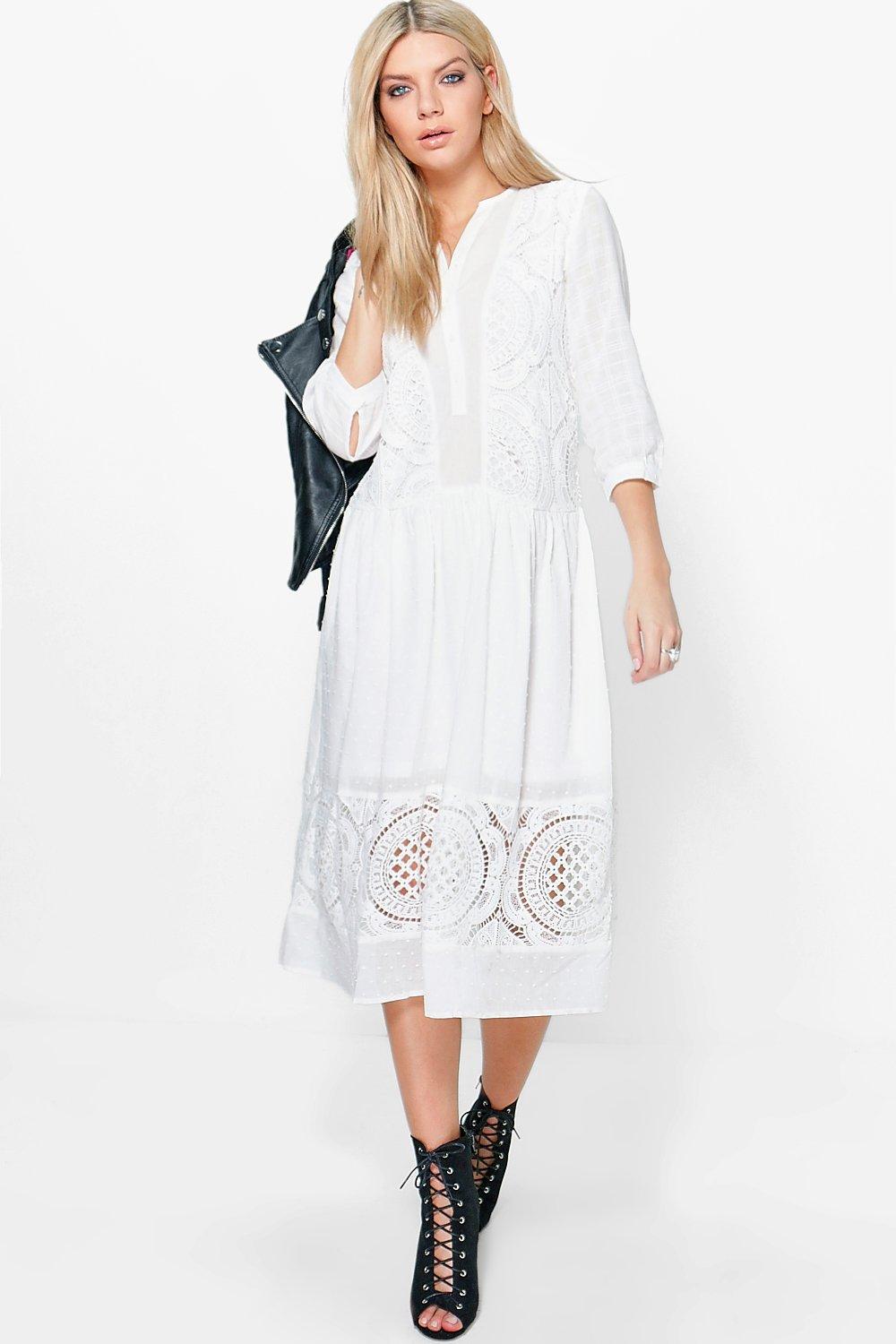 boohoo lace white dress