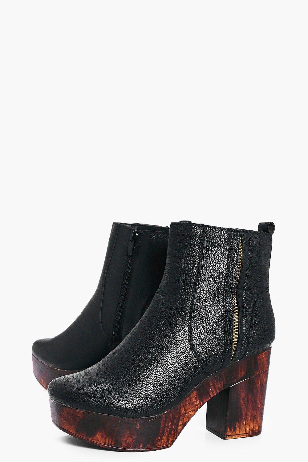 Wooden platform boots sales