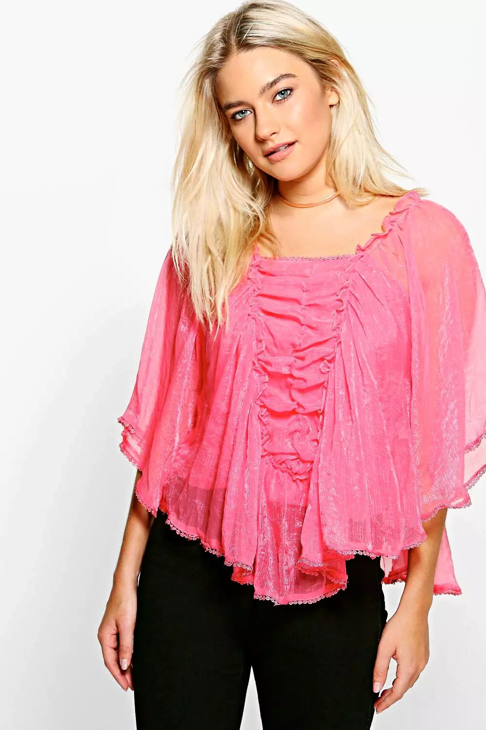 Coral cheap chiffon blouse