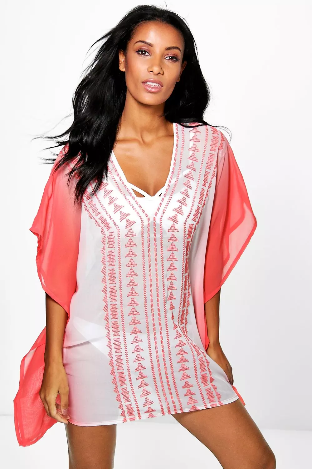 Coral Ava Embroidered Kaftan alternative image