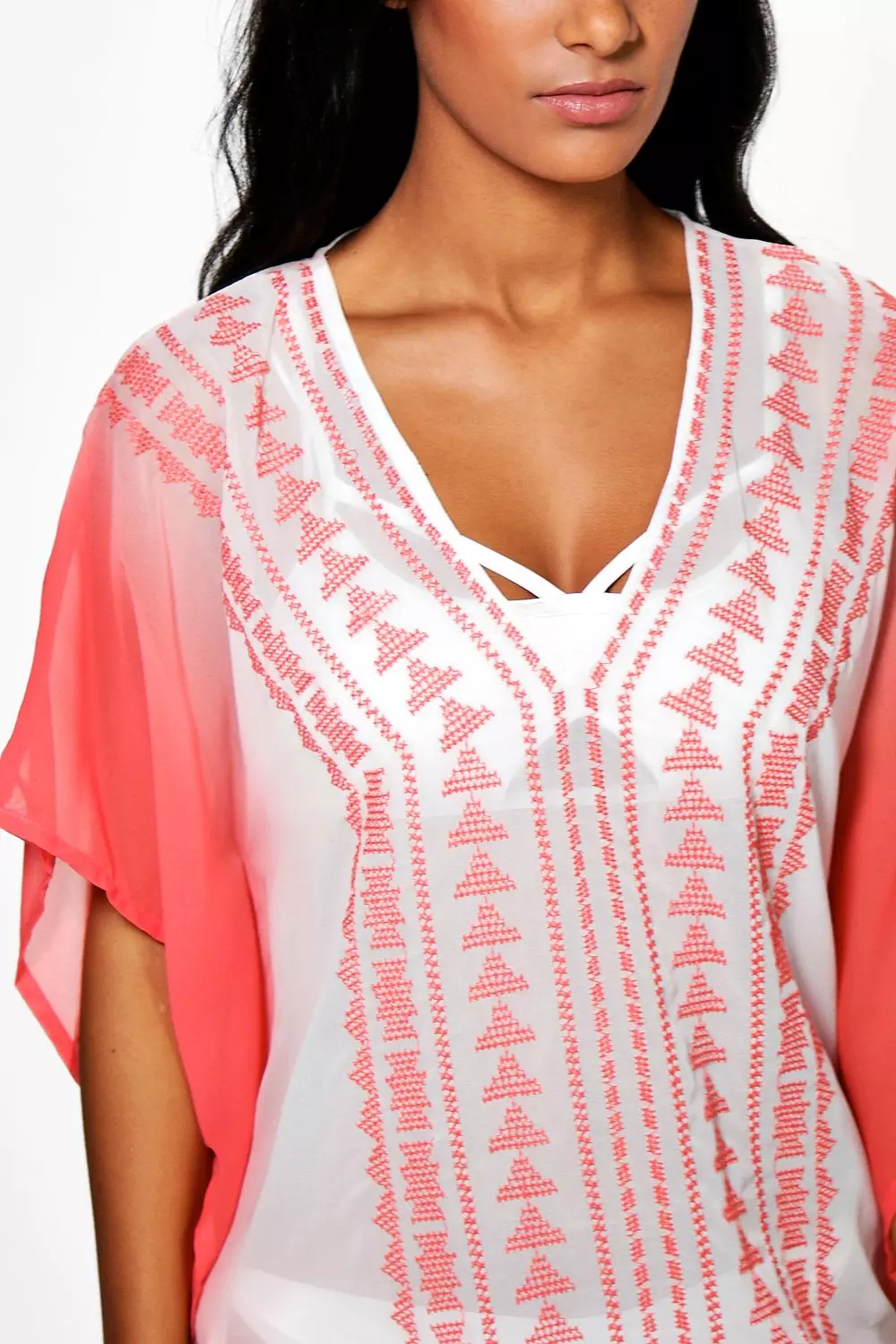 Coral Ava Embroidered Kaftan alternative image