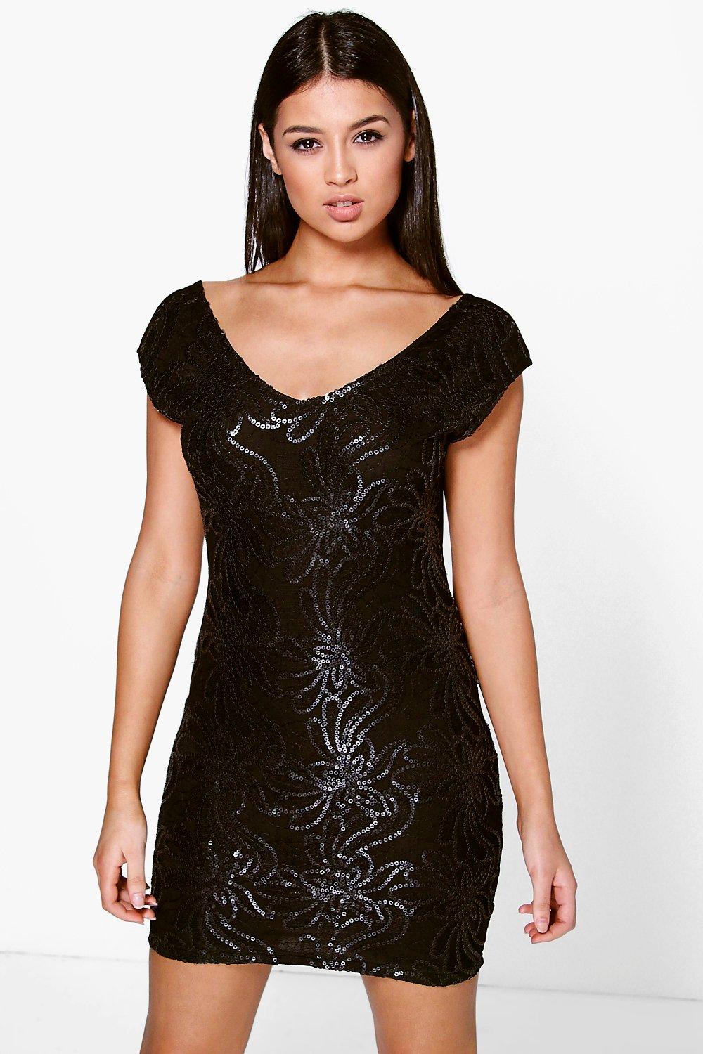 boohoo black sequin dress