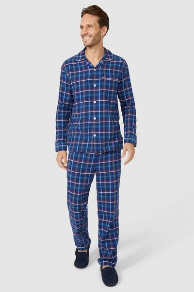 Debenhams blue Multi Check Brushed Twill Pyjama Set
