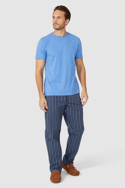Debenhams mid blue Short Sleeve Tee And Stripe Woven Pant Set