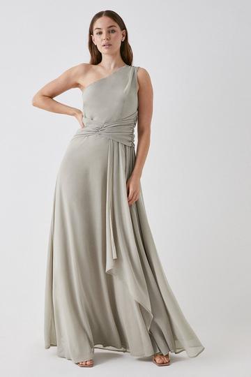 Debut London by Coast One Shoulder Bridesmaids Maxi Dress olive