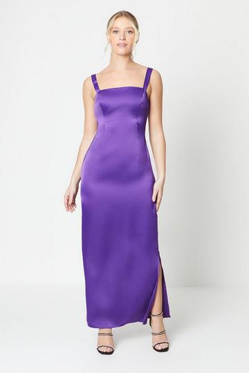 Debut London by Coast Square Neck Satin Maxi Dress purple