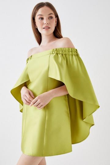 Chartreuse Yellow Debut London by Coast Cape Twill Mini Dress