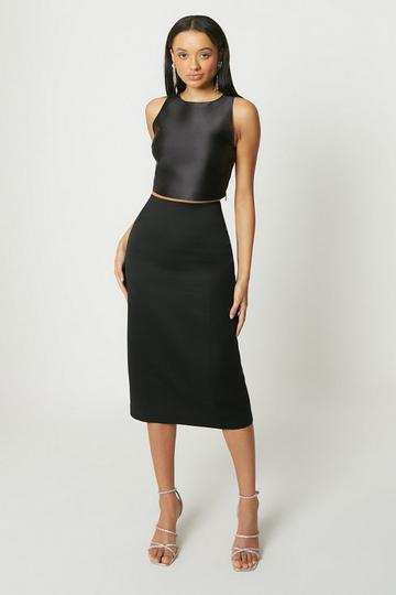 Debut London by Coast Heavy Satin Column Skirt black