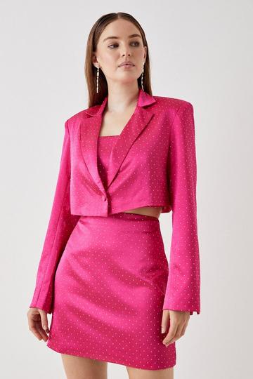 Pink Debut London by Coast Satin Diamante Cropped Blazer