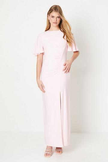 Debut London by Coast Angel Sleeve Twist Back Jersey Bridesmaid Dress blush