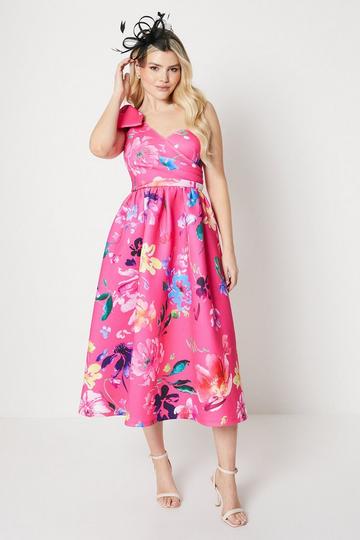 Pink Debut London by Coast Floral One Shoulder Dress