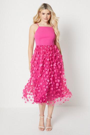 Debut London by Coast Two In One 3d Flower Midaxi Dress pink