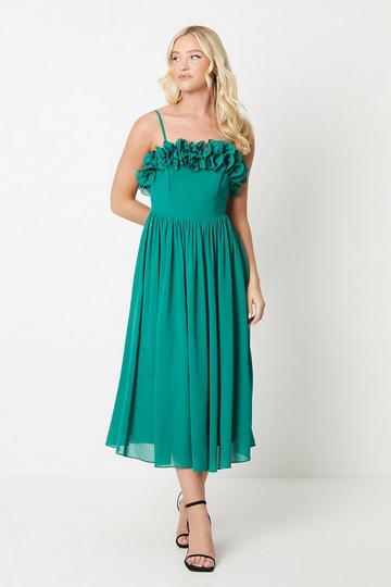 Debut London by Coast Ruffle Detail Midi Dress green