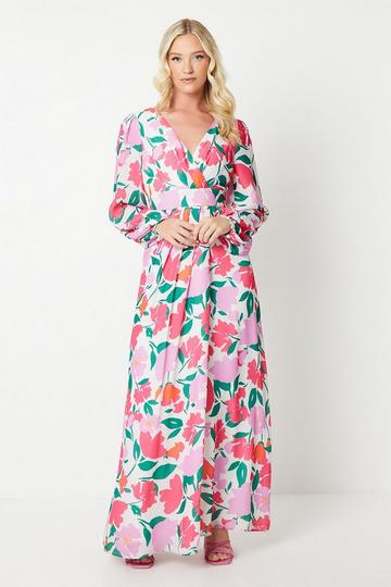 Debut London by Coast Printed Peony Chiffon Maxi Dress multi