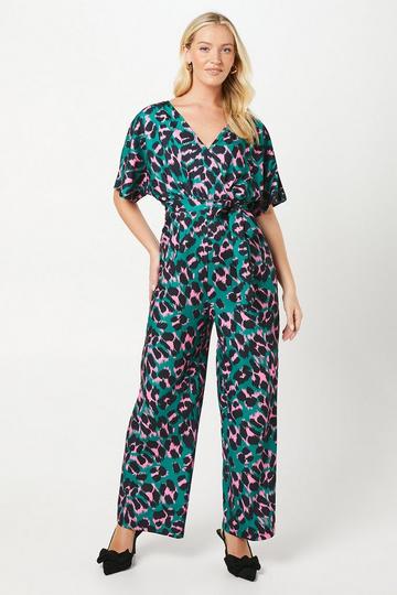 Green Debut London by Coast Wide Leg Printed Jumpsuit