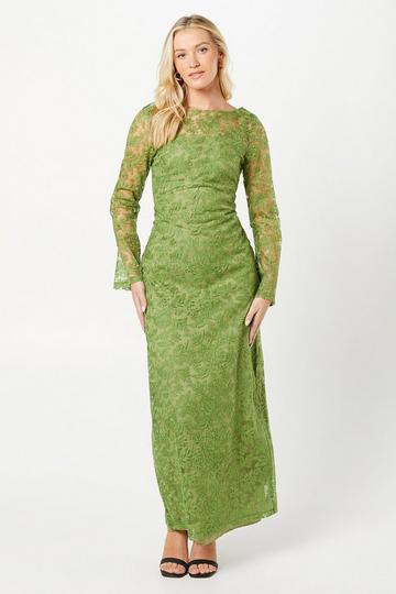 Olive Green Debut London by Coast Cami Lined Lace Maxi Dress