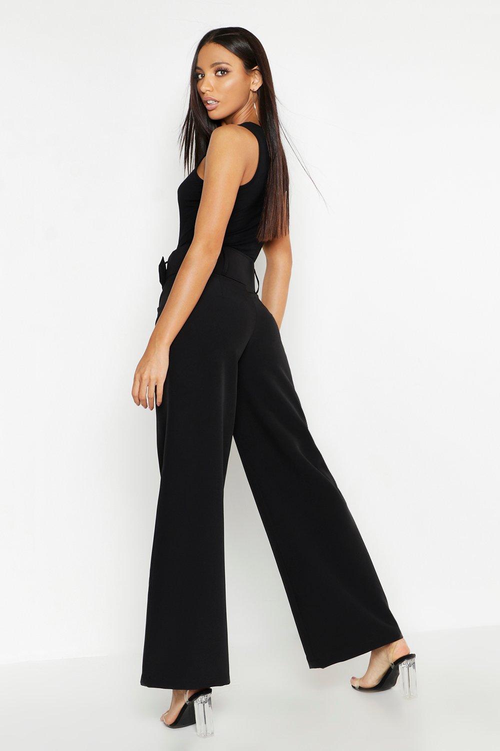 Super High Waisted Belted Wide Leg Pants