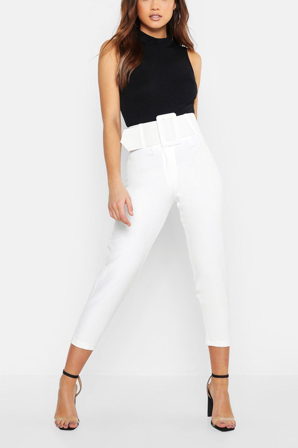 high waisted belted pants