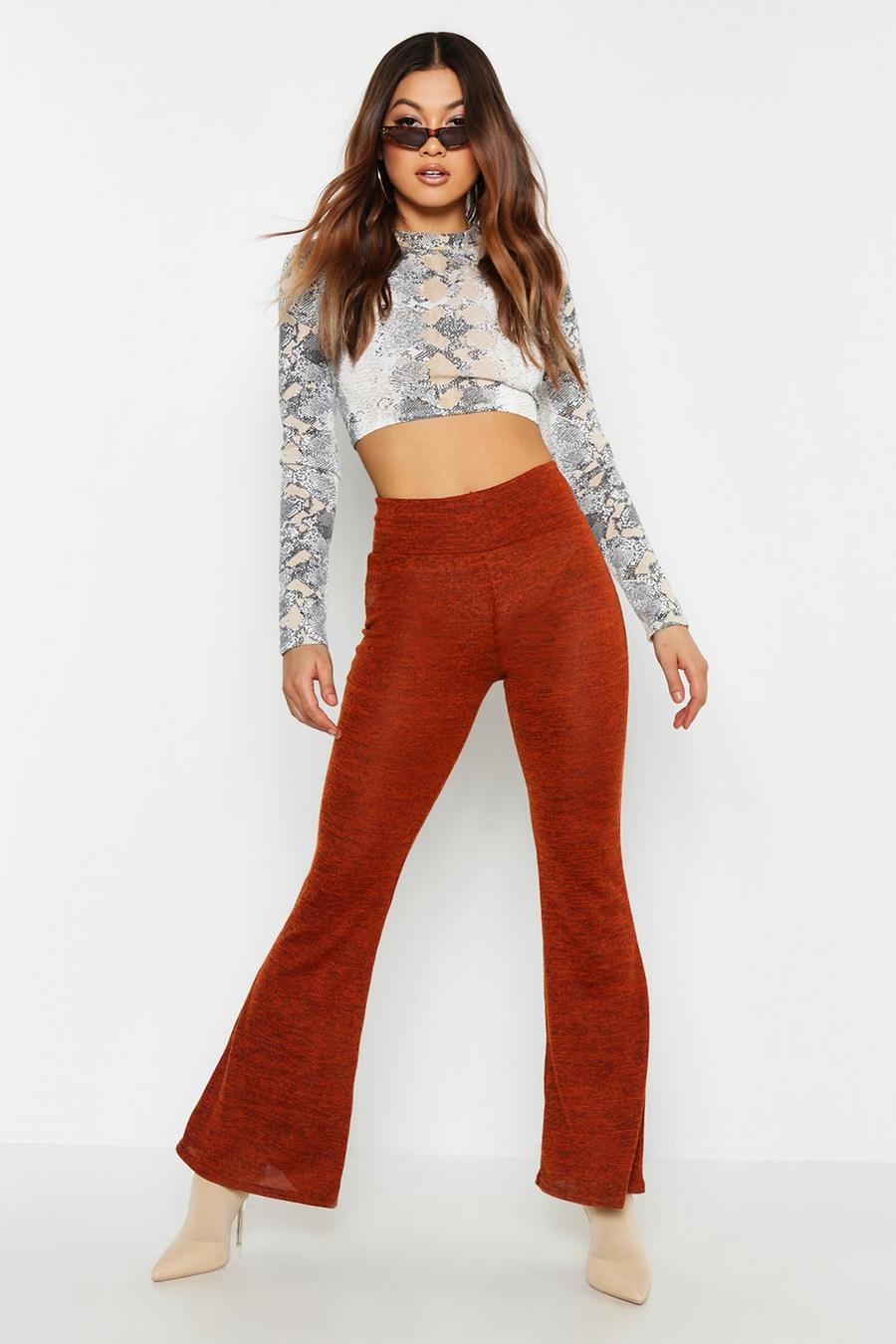 Rust Cut + Sew Fit & Flare Pants image number 1