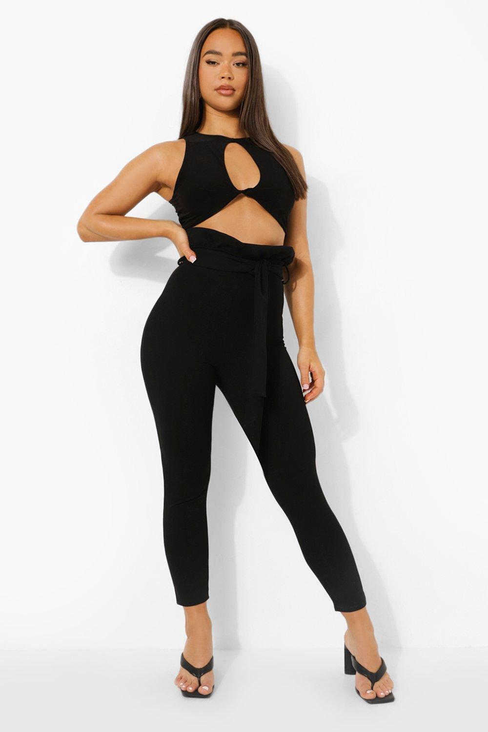 skinny paperbag waist pants