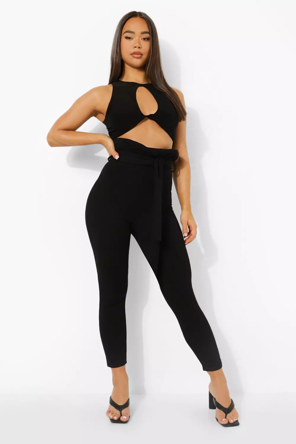 Skinny hot sale paperbag trousers