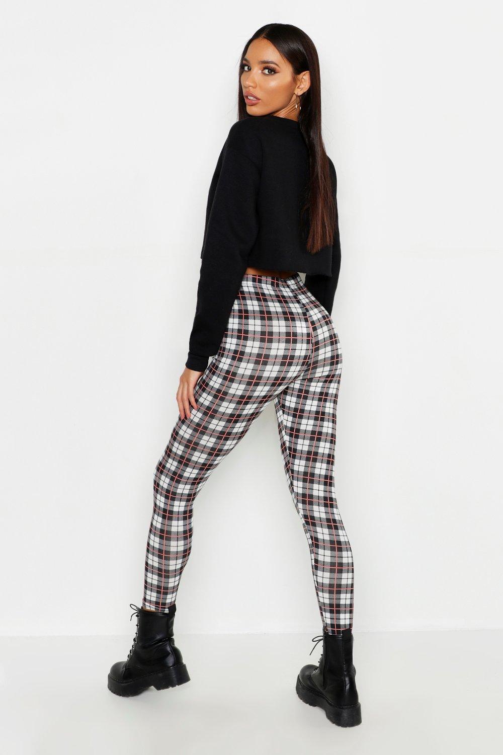 Plaid Check Basic Jersey Leggings