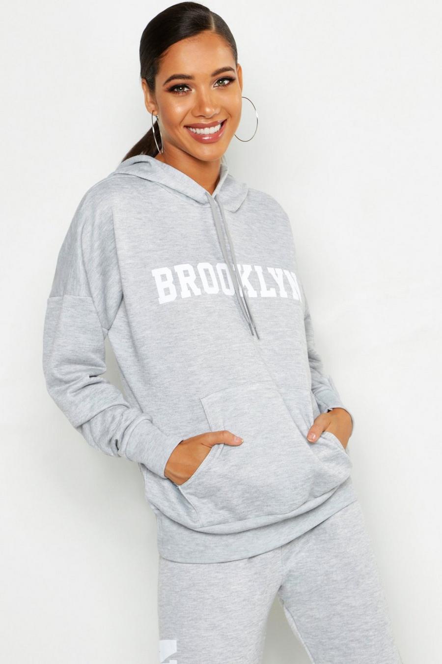"Brooklyn" hoodie med slogan image number 1