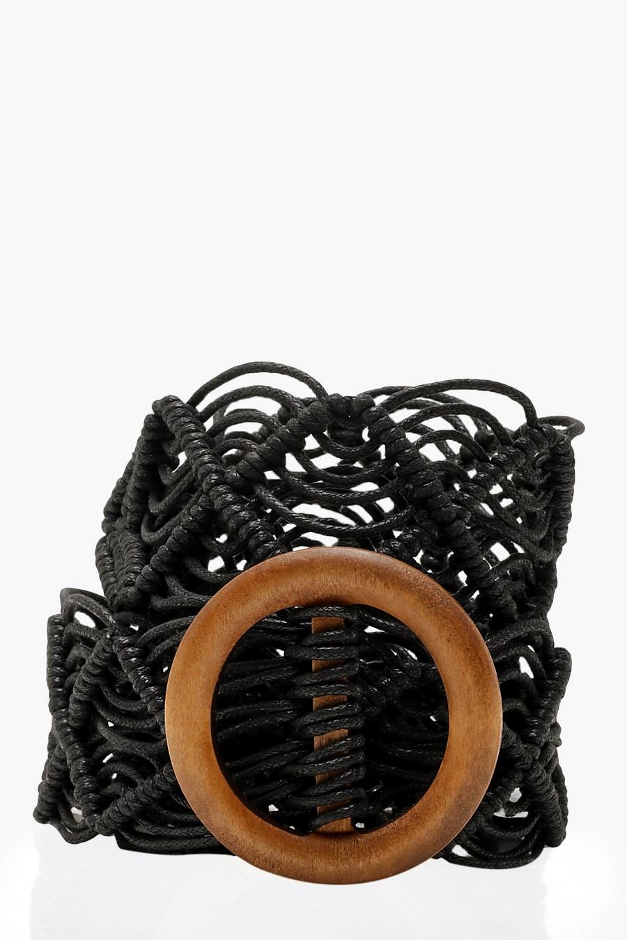 Cintura macramé con fibbia in legno image number 1