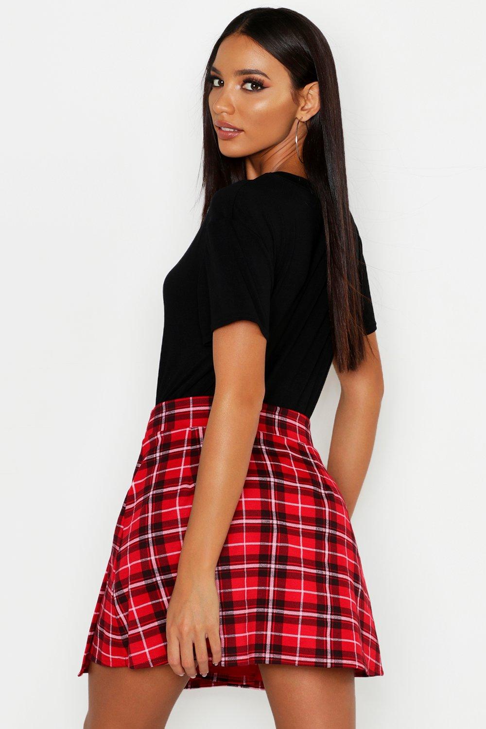 Checkered skirt clearance boohoo