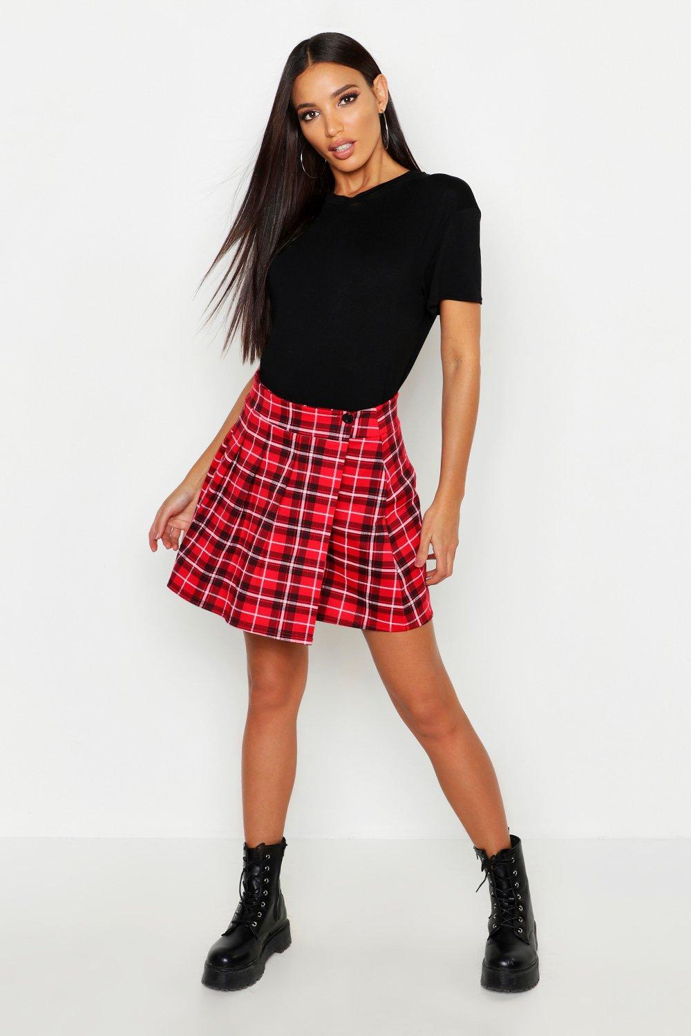 Plaid mini skirt boohoo sale