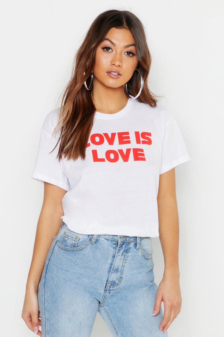 Camiseta con eslogan “Love Is Love”, Blanco image number 1