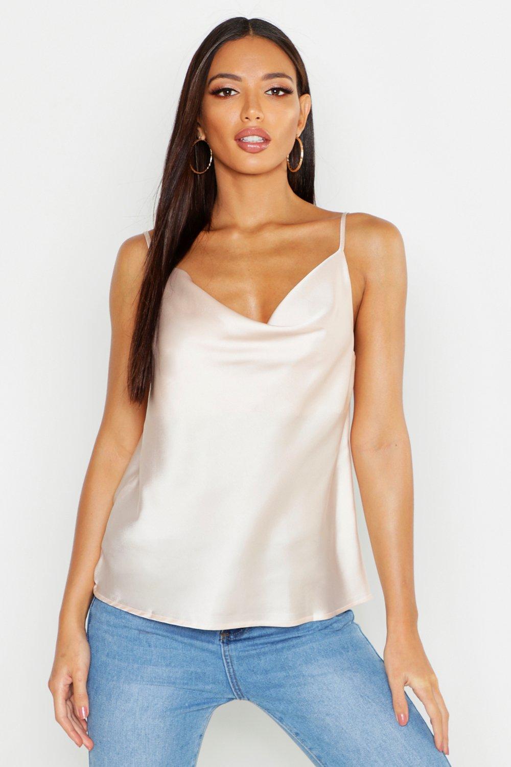 satin cowl neck cami