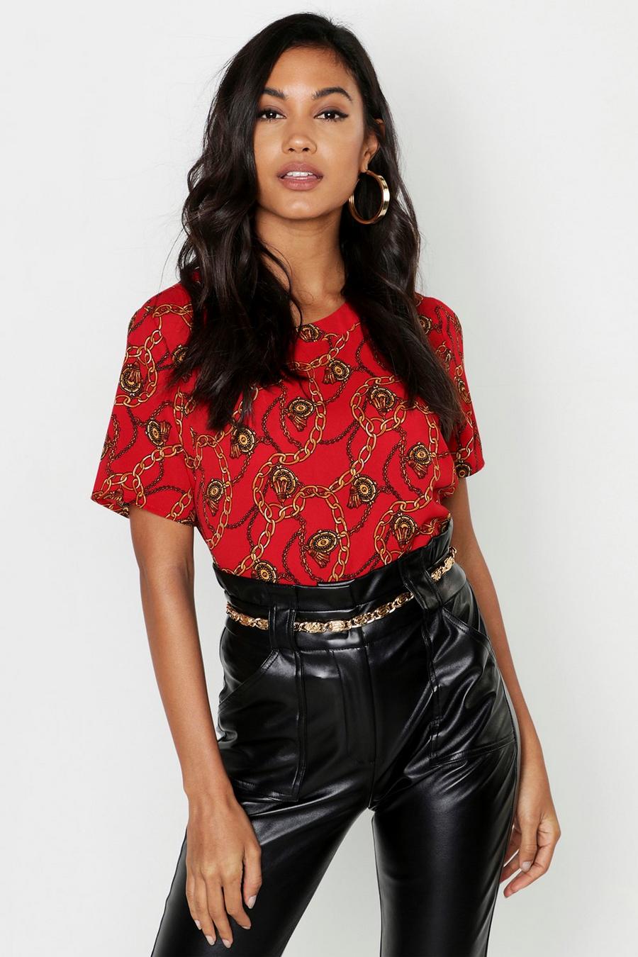 Satin Chain Print Blouse image number 1