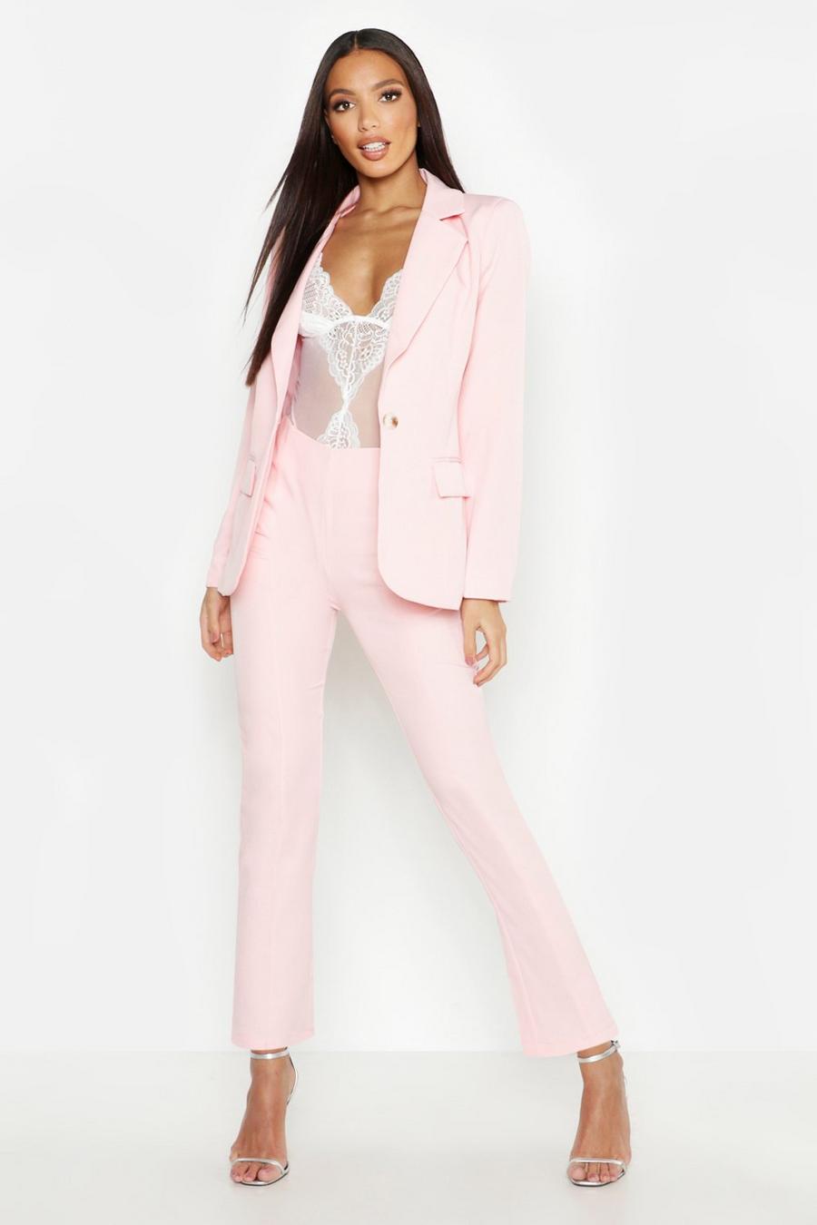 Pink Woven Seam Detail Suit Pants image number 1