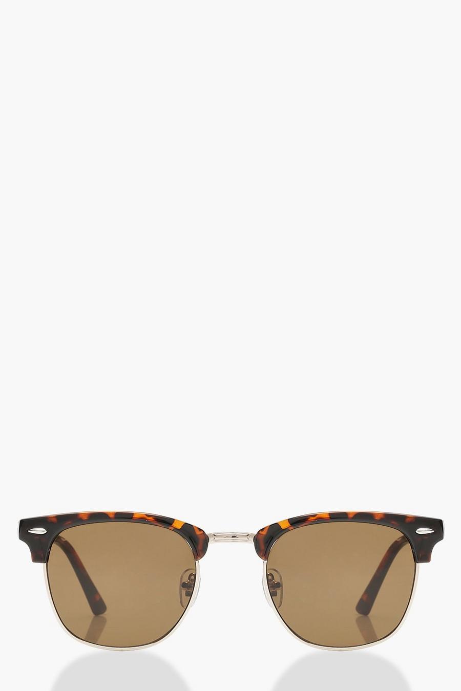 Brown Klassiska solglasögon med sköldpaddsmönstrade raka bågar image number 1