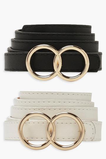 Double Ring Skinny 2 Pk Belt multi