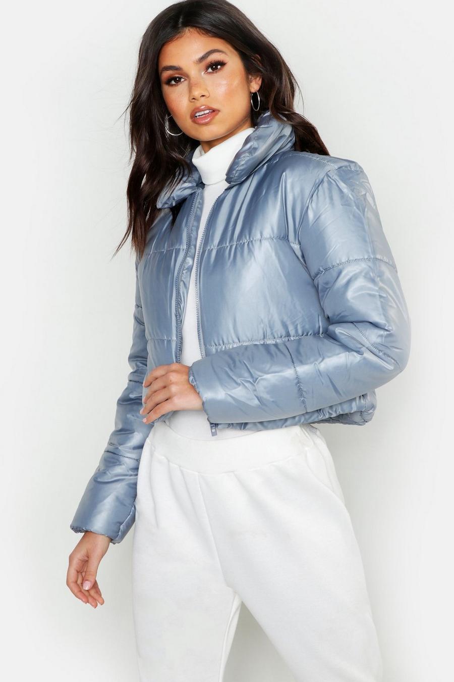Cropped Collared Puffer Jacket image number 1