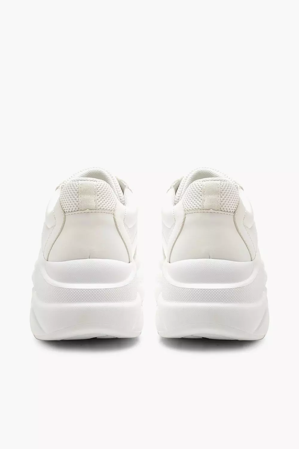 White chunky store lace up trainers