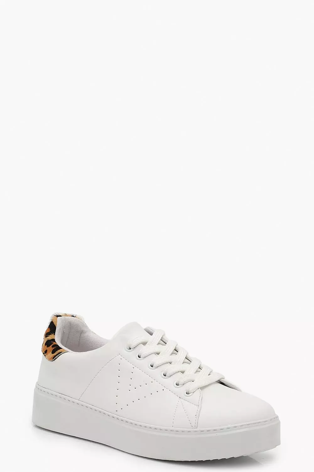 White trainers with leopard best sale print back