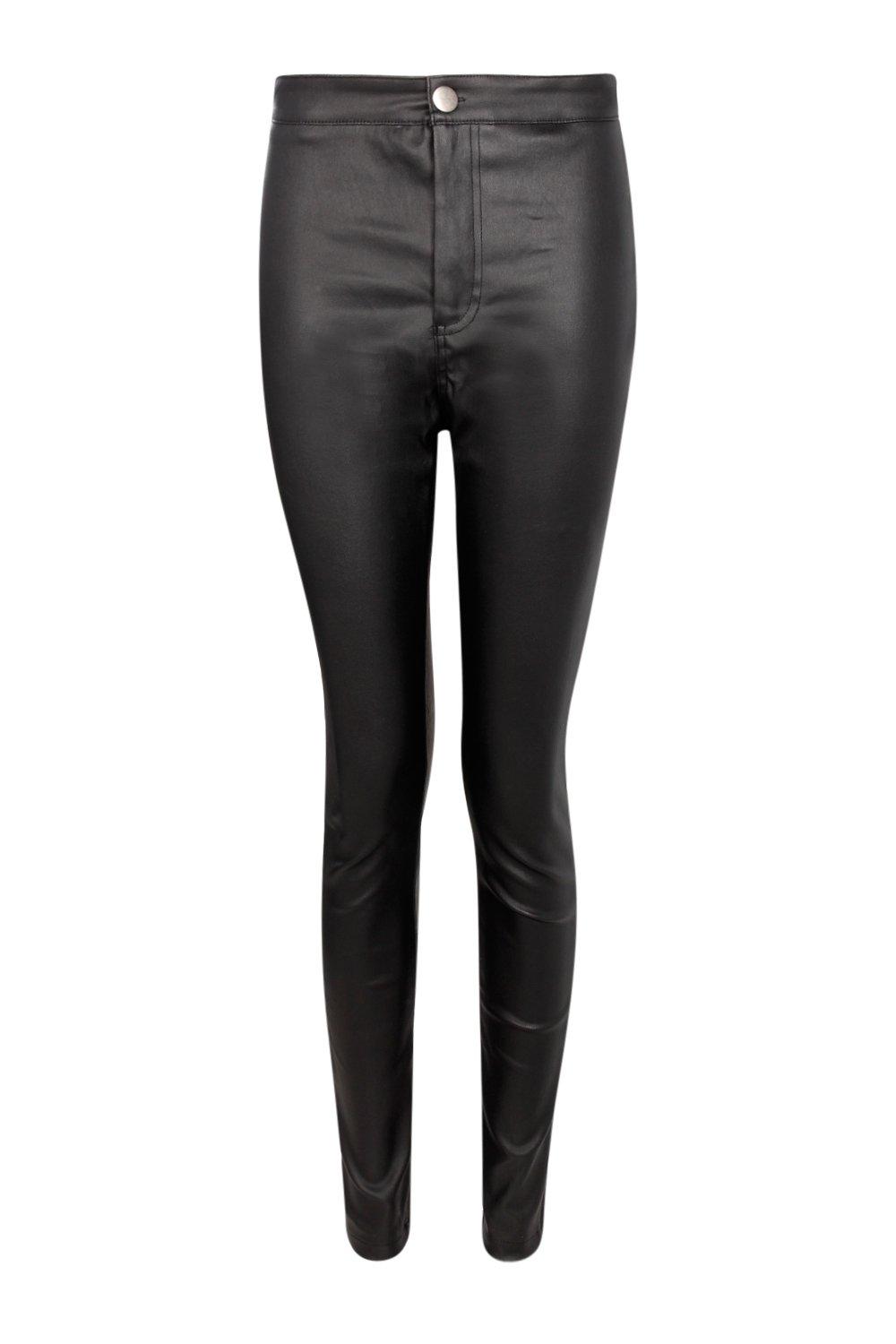 High Waist Matte Faux Leather Skinny Pants